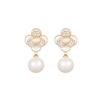 Pendientes de perla de circón y camelia blanca, elegantes y de alta calidad, estilo hada, pequeños, frescos y ligeros, de lujo, para mujer.
