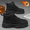 Zapatos de Invierno para Hombre Botas de Caña Alta Forradas de Lana Estilo Retro Británico para Hombre Aumentadores de Altura Engrosados Cálidos Zapatos de Algodón Botines Zapatos de Trabajo