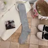 Calcetines de algodón para mujer para primavera y otoño, calcetines holgados de punto calado estilo japonés, calcetines de canalé a rayas horizontales vintage para otoño e invierno, calcetines largos
