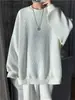 Camiseta de Manga Larga de Waffle de Color Puro para Hombre Primavera y Otoño 2025 Casual para Hombre Cuello Redondo Holgada de Manga Larga para Hombre