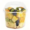 Vasos transparentes desechables para fruta para llevar, cajas transparentes comerciales para servir fruta, cajas de plástico transparentes y selladas para envasar alimentos, engrosadas para mayor durabilidad