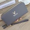 Nova Carteira Feminina Moda Zíper Dupla Camada Longa Clutch Bolsa Padrão Lichia Bolsa para Celular Espessa Multi-cartão Grande Capacidade