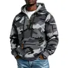 Sudadera con capucha de punto para hombre 2026, camuflaje, media cremallera, ropa de trabajo, multibolsillos, peso pesado