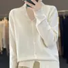 Cárdigan de lana de punto liso de manga larga para mujer, corte holgado, para primavera transfronteriza, simple y elegante, con cuello en V, en colores camel dorado, negro, rojo y blanco