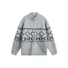 Yidao Vintage 2026 Otoño Nuevo Retro Americano Geométrico Jacquard Cuello Semi-Alto Cremallera Chaqueta Cardigan Tejida para Hombre