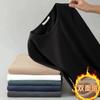 Camiseta de manga larga para hombre de terciopelo doble cara otoño e invierno nueva cálida para niños cuello redondo ropa de dormir camiseta base top camiseta