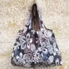 Bolso de Rayas a Cuadros Oversize Bolso de Compras Plegable Japonés Ecológico Bolso de Compras Impermeable de Nailon Bolsa de Almacenamiento Bolsa de Viaje