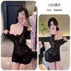 Noche Larga Lencería Sexy Vestido de Celebridad de Internet Manga Larga Morada Lencería Sexy Falda de Cadera Estilo Puro Deseo Femenino 1563