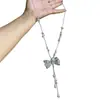 Collar Transparente Estilo Coreano con Lazo, Borla de Gota de Agua para Mujer, Estilo INS, Nicho Versátil, Cadena Larga de Suéter de Alta Gama