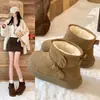 Botas de Nieve Cortas Melanoides para Mujer 2026 Nuevo Estilo de Invierno Aterciopeladas Engrosadas Suela Gruesa Birkenstock Zapatos de Algodón Grandes del Noreste