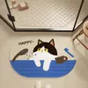 Alfombrilla absorbente de tierra de diatomeas dura de dibujos animados personalizada, alfombrilla de pie de secado rápido para baño, alfombrilla de pie antideslizante para entrada de baño y inodoro