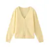 26 Otoño/Invierno Lujoso Suéter de Lana Cachemir Seda de Mora Cepillada Cardigan Abrigo de Punto Puyuan Cuello en V