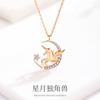 Collar de luna estrella Lágrimas de Unicornio para mujer plata de ley clavícula regalo de Navidad para novia colgante de plata de ley 925
