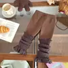 [Pronta Entrega] Dk252350 Leggings de Veludo Infantil 2025 Outono e Inverno Novos Leggings Grossos de Veludo para Meninas