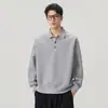 Nova Blusa de Moletom Masculina com Gola Botão para Outono/Inverno 2026, Moda High Street Americana de Manga Longa, Top Tendência Estilo Hong Kong para Homens