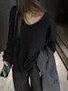 Camiseta blanca de manga larga con cuello en V de fábrica para mujer, nuevo estilo de otoño, camiseta básica de alta gama, top holgado y casual