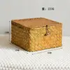 Caja de Almacenamiento de Escritorio, Caja de Regalo Tejida con Hierba de Ratán con Tapa, Cesta para Artículos Varios a Prueba de Polvo, Caja de Regalo Creativa, Caja de Joyas al por Mayor