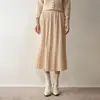26 Novas Saias de Caxemira Outono/Inverno para Mulheres, Cintura Alta, Soltas, Caneladas, Emagrecedoras, Estilo Suave, Saia Plissada de Malha com Elasticidade em Quatro Direções