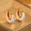 Diseño Único Temperamento Irregular Azul y Blanco Porcelana Gota de Aceite Arete Pendiente Moda Femenina Versátil Temperamento Alto Grado Sentido Pendientes