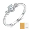 Anillo de Plata de Ley S925 con Tres Piedras de Moissanita para Mujer, Montura Pavé Total de Moissanita, Talla US, Anillo Cerrado, Venta Caliente Transfronteriza, En Stock