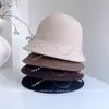 Sombrero de Pescador Ondulado con Perlas y Cristales Cosido a Mano para Mujer, Sombrero de Fieltro de Lana Australiana para Otoño e Invierno, Sombrero de Moda Versátil