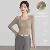 Ropa de Yoga de Otoño e Invierno Tops Deportivos Blusas Look Adelgazante Ajustadas de Manga Larga para Correr Entrenamiento Fitness Camisetas con Almohadillas en el Pecho