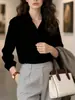 Camisa de Manga Larga Elástica en Cuatro Direcciones para Mujer, Nuevo Diseño Otoño 2026, Estilo de Nicho, Camisa Femenina Estilo Hong Kong Madura pero Juvenil, En Stock