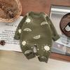 Macacão de bebê primavera estilo western suéter de tricô lua macacão de escalada outono fofo para um ano roupas para sair da cidade para meninos e meninas
