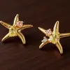 Pendientes de Estrella de Mar Transfronterizos Europeos y Americanos Más Vendidos Zirconia Microincrustada Moda de Nicho Elegantes con Estilo Joyería Simple Pendientes para Mujer