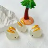 Conejo de orejas doradas de dibujos animados tridimensional luminoso accesorios para joyería de pegamento de crema diy adornos de escritorio regalos creativos accesorios de resina