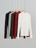 Camiseta Base de Punto de Lana Tencel de Cuello Alto Medio Personalizada Otoño/Invierno 2026 para Mujer, Tejido de Punto Ajustado, Stock de Fábrica, Soporta Etiquetado Privado
