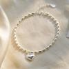 Pulsera de plata S925 con forma de arroz para novia, diseño de estudiante femenina, diseño de nicho, pulsera retro con forma de corazón de celebridad de Internet, moderna