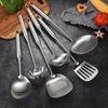 Espátula de acero inoxidable 304, cuchara sopera, juego de utensilios de cocina, espátula para freír, colador, cuchara de cocina para hotel, juego de cinco piezas