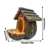 Comedero para pájaros con tocón de árbol de resina, Adorno de columpio de loro artificial para patio y balcón, Decoración de jardín, Exhibición al aire libre