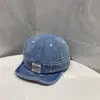 2025 Retrô Americano Primavera e Outono Masculino e Feminino Mesmo Estilo Etiqueta de Tecido Boné de Copa Domo Aba Macia Jeans Lavado Quebra-Sol Boné de Beisebol