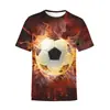 Camiseta Masculina Redonda Plus Size Europeia/Americana Estampada com Impressão Digital 3D Camiseta Esportiva de Secagem Rápida Manga Curta
