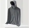 Roupa de Proteção Solar de Seda de Gelo Masculina Verão Fina Bonita Jaqueta Corta-vento para Exterior Jaqueta de Roupa de Proteção Solar com Capuz Estilo Americano High Street