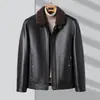 Chaqueta de Piel Sintética para Hombre 2026 Otoño/Invierno Cuello Desmontable de Lana de Cordero Top para Hombres Jóvenes y de Edad Media, Abrigo Espeso y Cálido