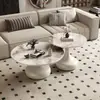 Juego de mesa de centro moderna minimalista de losa de roca, que ofrece un toque de lujo y sofisticación, perfecto para apartamentos pequeños y salas de estar; una mesa auxiliar pequeña y redonda para uso doméstico