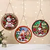Decoración de letrero de madera navideño de Amazon transfronterizo, letrero redondo, colgante de madera de puerta de Papá Noel y muñeco de nieve