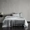 Juego de ropa de cama de cuatro piezas Tencel austriaco Lenzing, 100 hilos, Clase A, color sólido, suave como la seda, fresco y lujoso