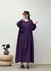 Vestido Liso de Manga Longa 2026 Primavera Novo Vintage Artístico Gola Redonda Emagrecedor Elegante Vestido Longo para Mulheres