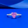 2026 Novo Anel de Prata Esterlina 925 Coração Sakura Rosa Cultivado 7*7mm para Mulheres Pequeno Delicado Doce Transmissão ao Vivo Xiaohongshu Transfronteiriço