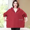 Abrigos de Primavera y Otoño para Mujeres de Mediana Edad y Mayores Tallas Grandes 100 kg Chaqueta con Capucha Tallas Grandes para Mamás Gorditas, Corte Holgado