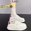 Piel de Vaca de Primera Capa Punta Redonda Zapatos Blancos para Mujer 2026 Otoño Nuevos Versátiles Cómodos Suela Gruesa Zapatos Deportivos Casuales Zapatos de Tabla
