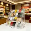 Soporte de exhibición de escritorio acrílico multifuncional, organizador de cosméticos transparente de niveles, estante de almacenamiento de cuentas de gran capacidad