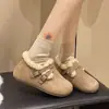 Zapatos de mujer estilo Birkenstock con forro de pelo todo incluido, nueva colección de invierno 2026, de suela plana, zapatos de algodón con forro de polar, suela gruesa retro, zapatos de pelo que aumentan la altura