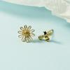 Estilo coreano Lindo y juguetón Abejas incrustadas de diamantes Tecnología de esmalte Super lindo Arete de botón Elemento de flor de margarita y insecto para mujer