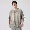 Camiseta de manga corta de marca de moda retro de verano 2025 para hombre, estilo coreano, holgada, de nicho, de peso pesado, de algodón puro, nueva camiseta de media manga de moda