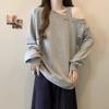 Comercio Exterior Hombro Descubierto Cuello Oblicuo Sudadera para Mujer Otoño e Invierno Forrada de Felpa Engrosada 2024 Nueva Holgada Coreana Manga Larga Top